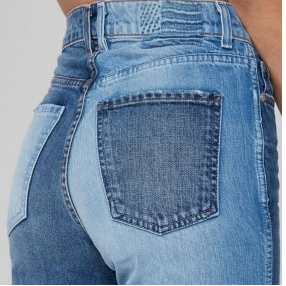 REVICE Two-Tone Straight Leg Jeans — Light & Medium Blue - Picture 3 of 3